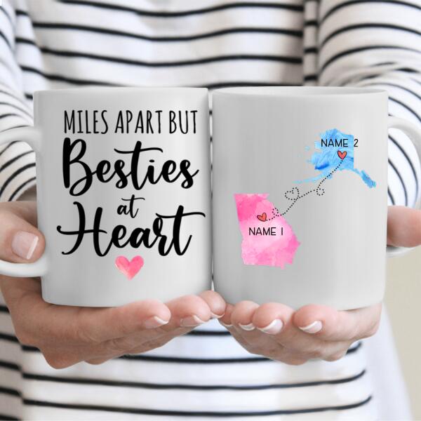 Bestie Long Distance Quotes Personalized State Colors Coffee Mug - Quote, State, Name can be customized