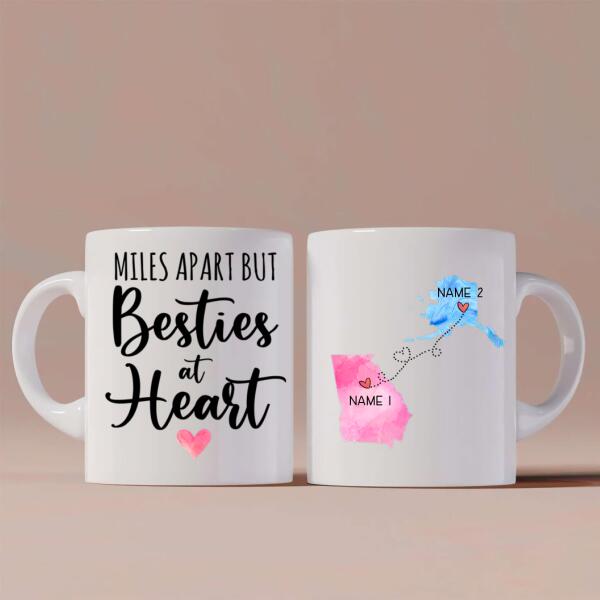 Bestie Long Distance Quotes Personalized State Colors Coffee Mug - Quote, State, Name can be customized