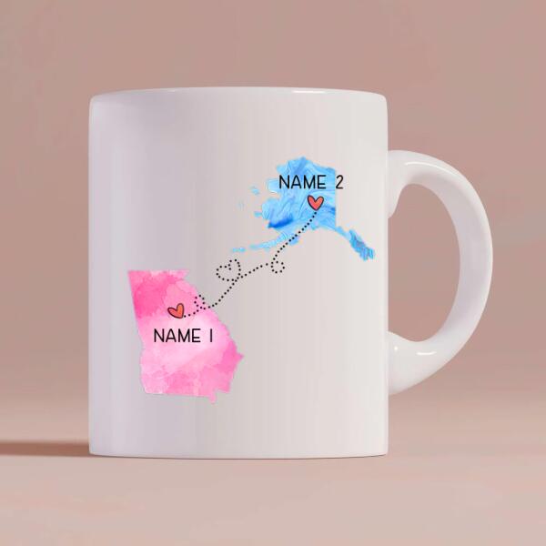 Bestie Long Distance Quotes Personalized State Colors Coffee Mug - Quote, State, Name can be customized