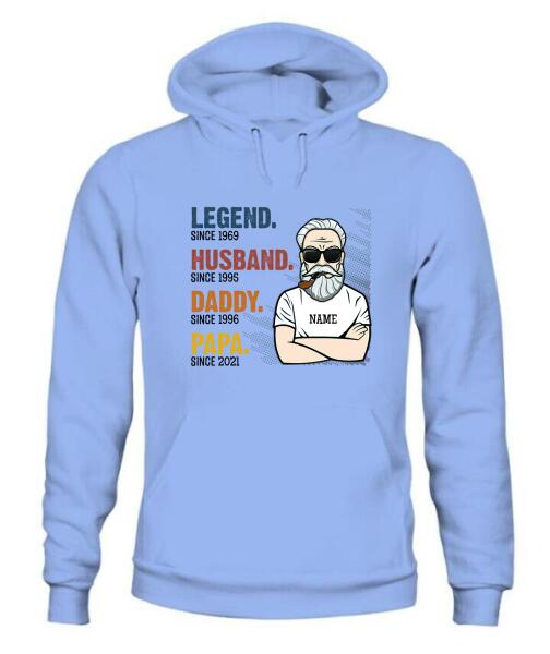 The Legend Grandpa Old Man Personalized Graphic Apparel - Skin, Hair, Beard, Nickname And Year can be customized