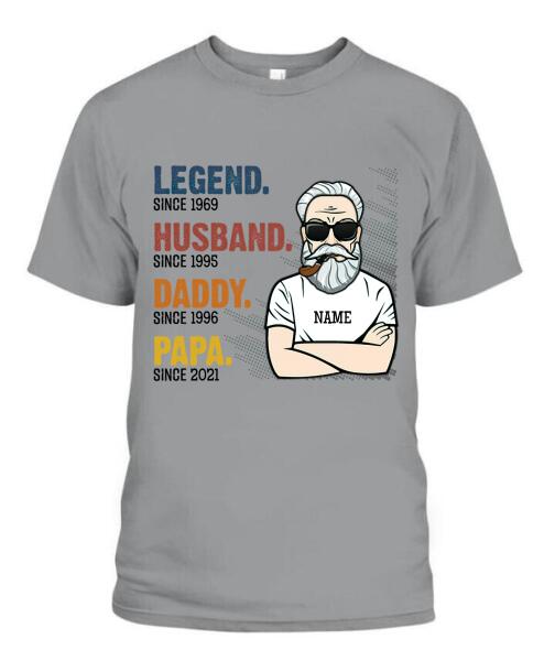 The Legend Grandpa Old Man Personalized Graphic Apparel - Skin, Hair, Beard, Nickname And Year can be customized