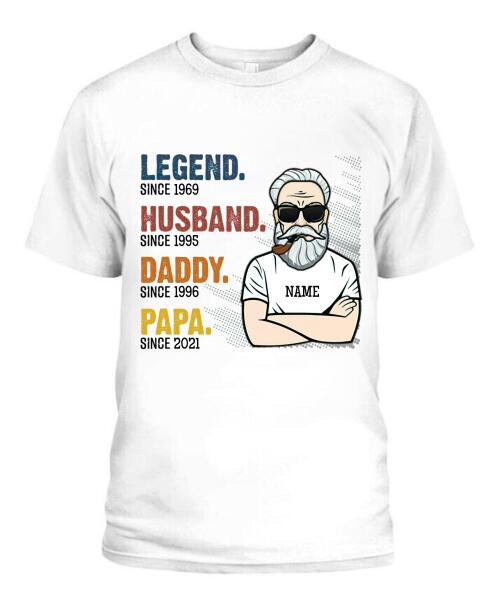 The Legend Grandpa Old Man Personalized Graphic Apparel - Skin, Hair, Beard, Nickname And Year can be customized