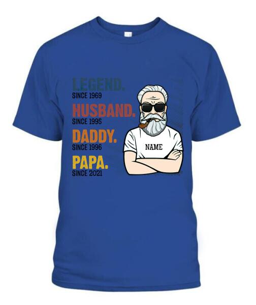 The Legend Grandpa Old Man Personalized Graphic Apparel - Skin, Hair, Beard, Nickname And Year can be customized