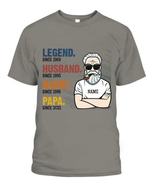 The Legend Grandpa Old Man Personalized Graphic Apparel - Skin, Hair, Beard, Nickname And Year can be customized