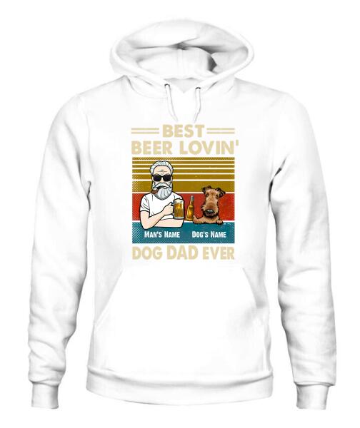 The Old Man And Dog Drinking Beer Personalized Graphic Apparel - Hair, Skin, Beard, Name, Dog can be customized