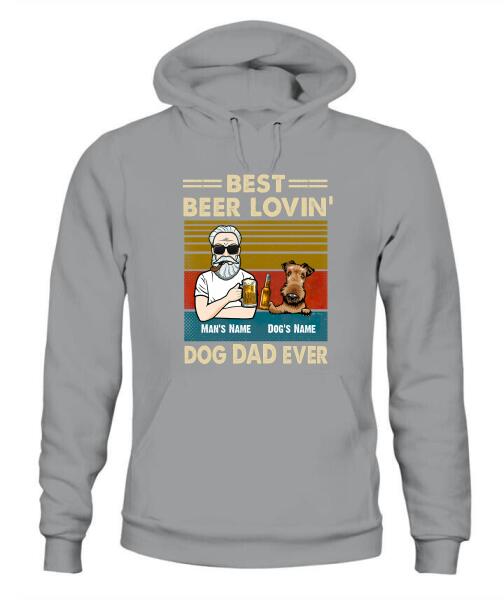 The Old Man And Dog Drinking Beer Personalized Graphic Apparel - Hair, Skin, Beard, Name, Dog can be customized