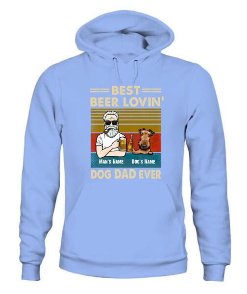 The Old Man And Dog Drinking Beer Personalized Graphic Apparel - Hair, Skin, Beard, Name, Dog can be customized