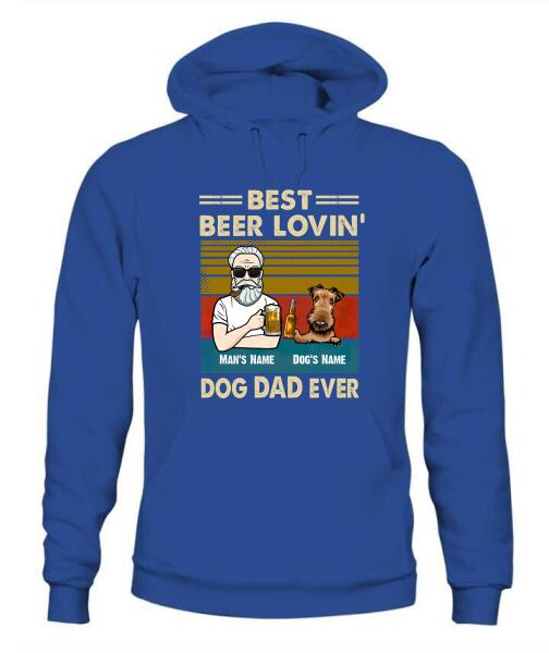 The Old Man And Dog Drinking Beer Personalized Graphic Apparel - Hair, Skin, Beard, Name, Dog can be customized
