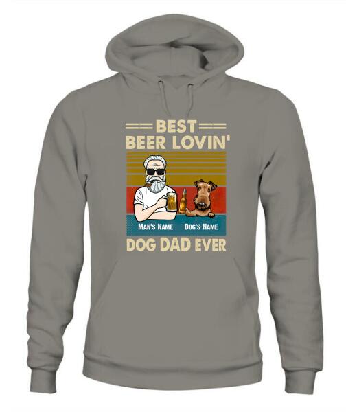 The Old Man And Dog Drinking Beer Personalized Graphic Apparel - Hair, Skin, Beard, Name, Dog can be customized