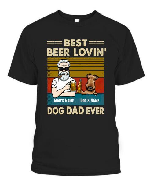 The Old Man And Dog Drinking Beer Personalized Graphic Apparel - Hair, Skin, Beard, Name, Dog can be customized