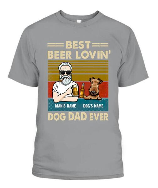 The Old Man And Dog Drinking Beer Personalized Graphic Apparel - Hair, Skin, Beard, Name, Dog can be customized