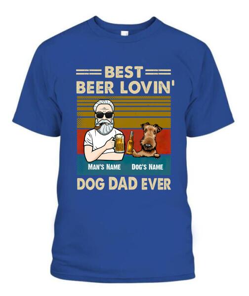 The Old Man And Dog Drinking Beer Personalized Graphic Apparel - Hair, Skin, Beard, Name, Dog can be customized