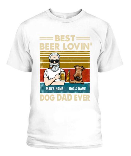 The Old Man And Dog Drinking Beer Personalized Graphic Apparel - Hair, Skin, Beard, Name, Dog can be customized