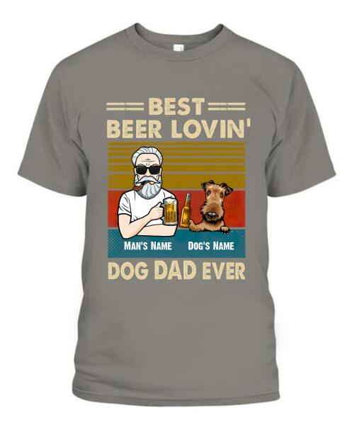 The Old Man And Dog Drinking Beer Personalized Graphic Apparel - Hair, Skin, Beard, Name, Dog can be customized