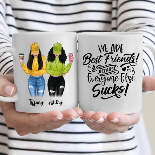 Besties Personalized Coffee Mug - Hair, Skin, Clothes, Drink and Name can be customized