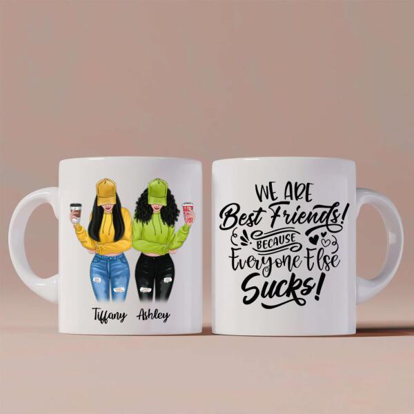 Besties Personalized Coffee Mug - Hair, Skin, Clothes, Drink and Name can be customized
