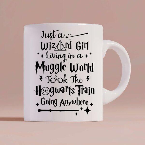 HP Hogwarts Girl Back To School Personalized Coffee Mug - Skin, Hair, Robe, Name, Background and Quote can be customized