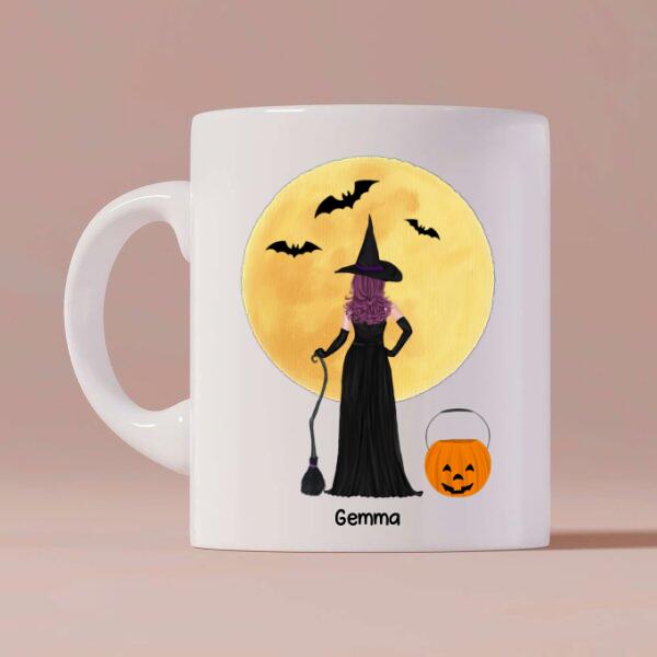 Sisters Witches Halloween Personalized Coffee Mug - Hair, Dress, Name, Accessories and Quote can be customized