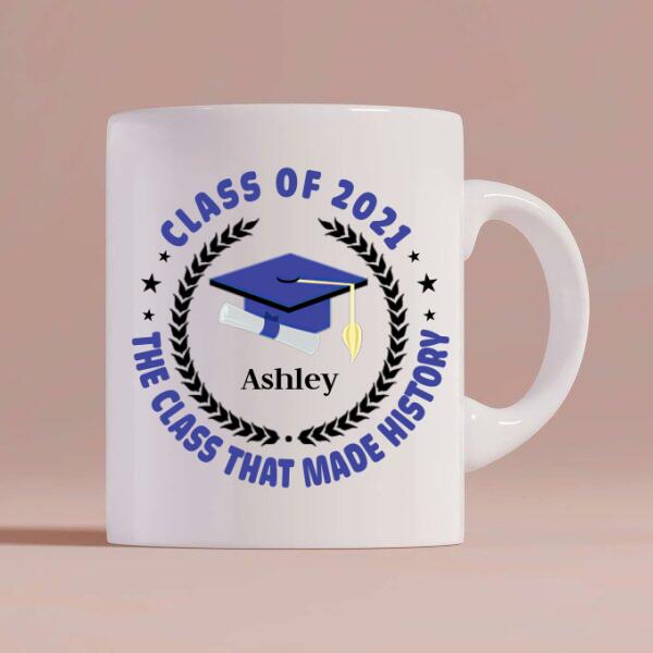 Class Of History Year Personalized Coffee Mug - Skin, Hair, Shirt, Name, Year and Quote Color can be customized