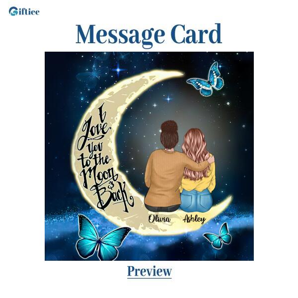 To My Daughter Moon With Personalized Message Card (9 Necklace Designs) - Name, Skin, Hair, Clothes and Background can be customized