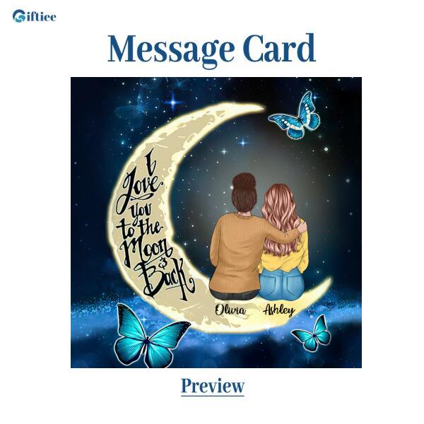 To My Daughter Moon With Personalized Message Card (9 Necklace Designs) - Name, Skin, Hair, Clothes and Background can be customized