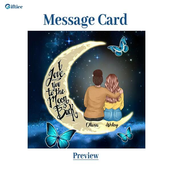 To My Daughter Moon With Personalized Message Card (9 Necklace Designs) - Name, Skin, Hair, Clothes and Background can be customized