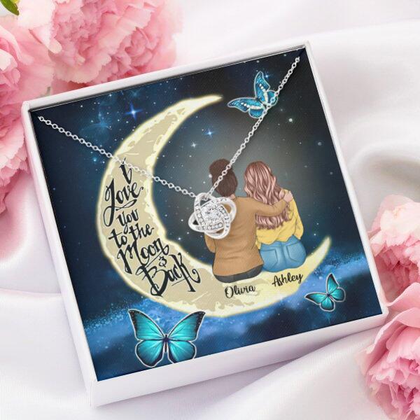 To My Daughter Moon With Personalized Message Card (9 Necklace Designs) - Name, Skin, Hair, Clothes and Background can be customized