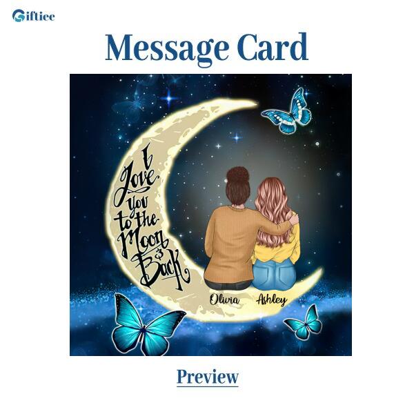 To My Daughter Moon With Personalized Message Card (9 Necklace Designs) - Name, Skin, Hair, Clothes and Background can be customized