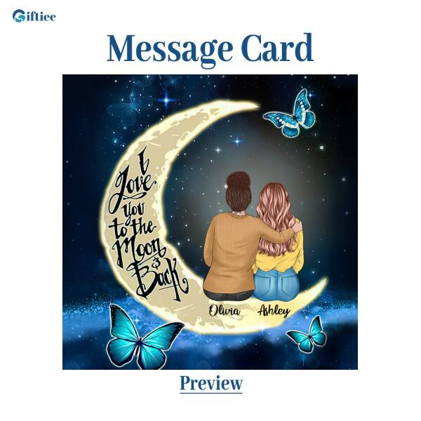 To My Daughter Moon With Personalized Message Card (9 Necklace Designs) - Name, Skin, Hair, Clothes and Background can be customized