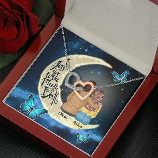 To My Daughter Moon With Personalized Message Card (9 Necklace Designs) - Name, Skin, Hair, Clothes and Background can be customized