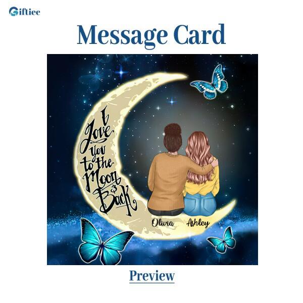 To My Daughter Moon With Personalized Message Card (9 Necklace Designs) - Name, Skin, Hair, Clothes and Background can be customized