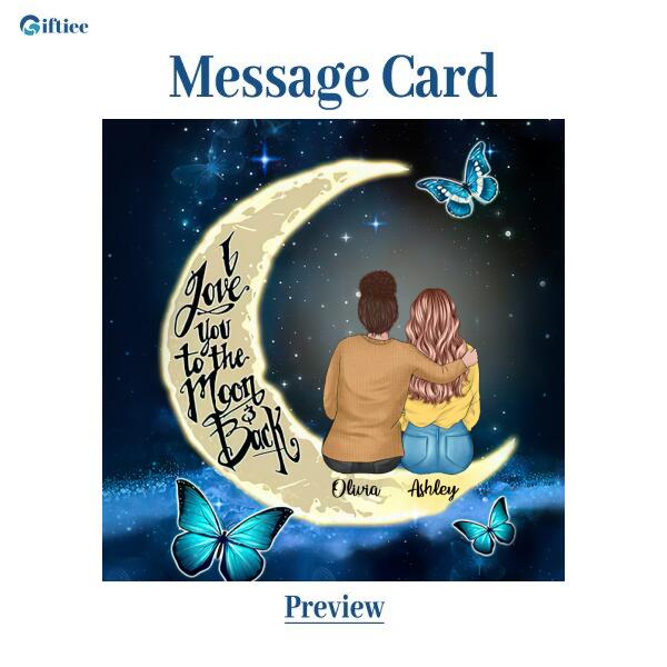 To My Daughter Moon With Personalized Message Card (9 Necklace Designs) - Name, Skin, Hair, Clothes and Background can be customized