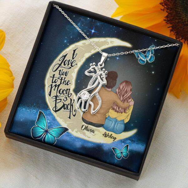 To My Daughter Moon With Personalized Message Card (9 Necklace Designs) - Name, Skin, Hair, Clothes and Background can be customized