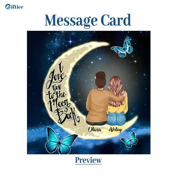 To My Daughter Moon With Personalized Message Card (9 Necklace Designs) - Name, Skin, Hair, Clothes and Background can be customized