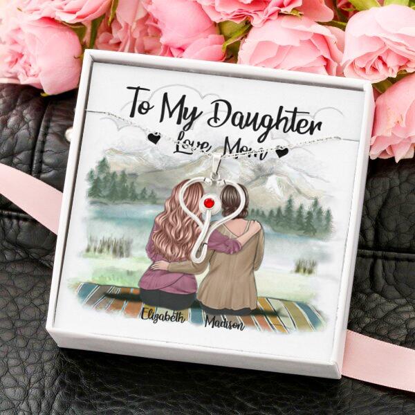 To My Daughter From Mom With Personalized Message Card (9 Necklace Designs) - Name, Skin, Hair, Clothes and Background can be customized