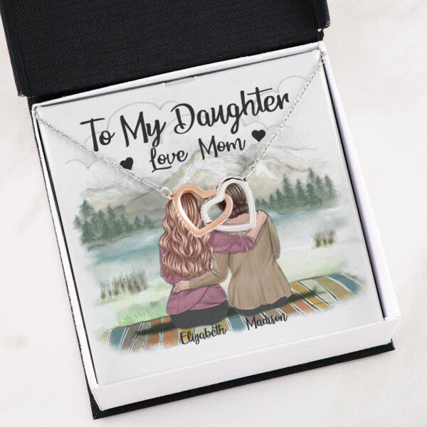 To My Daughter From Mom With Personalized Message Card (9 Necklace Designs) - Name, Skin, Hair, Clothes and Background can be customized