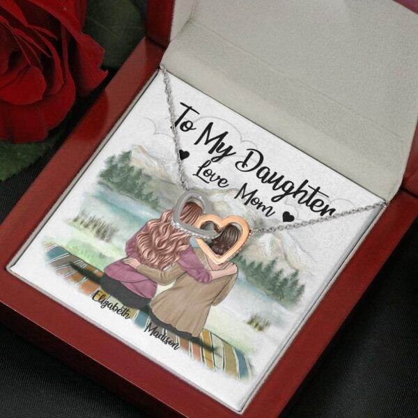 To My Daughter From Mom With Personalized Message Card (9 Necklace Designs) - Name, Skin, Hair, Clothes and Background can be customized