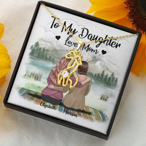To My Daughter From Mom With Personalized Message Card (9 Necklace Designs) - Name, Skin, Hair, Clothes and Background can be customized