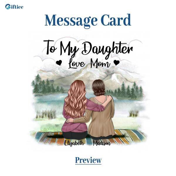 To My Daughter From Mom With Personalized Message Card (9 Necklace Designs) - Name, Skin, Hair, Clothes and Background can be customized