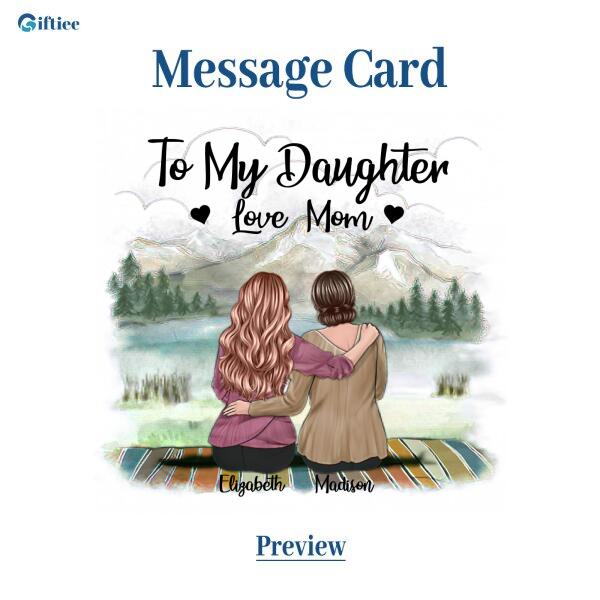 To My Daughter From Mom With Personalized Message Card (9 Necklace Designs) - Name, Skin, Hair, Clothes and Background can be customized