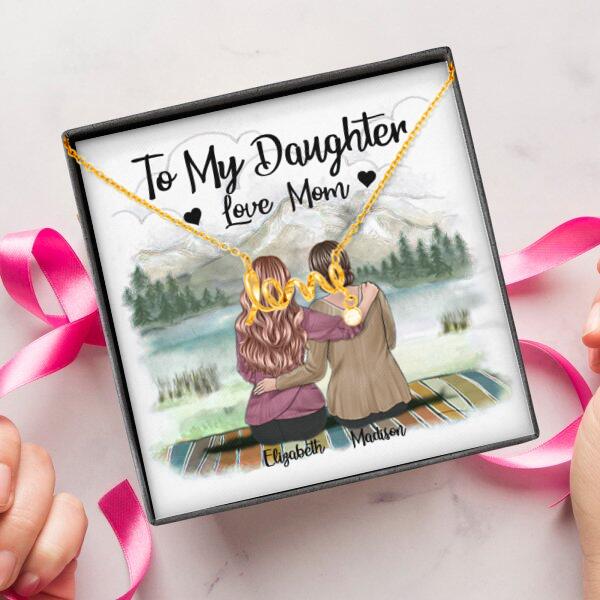 To My Daughter From Mom With Personalized Message Card (9 Necklace Designs) - Name, Skin, Hair, Clothes and Background can be customized