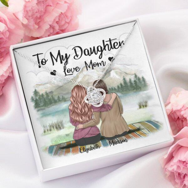 To My Daughter From Mom With Personalized Message Card (9 Necklace Designs) - Name, Skin, Hair, Clothes and Background can be customized
