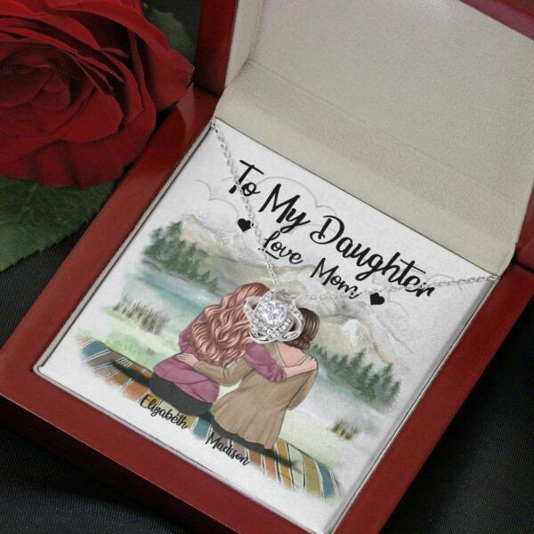 To My Daughter From Mom With Personalized Message Card (9 Necklace Designs) - Name, Skin, Hair, Clothes and Background can be customized