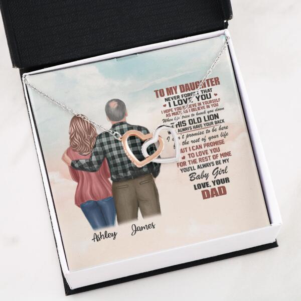 To My Daughter From Dad With Personalized Message Card (9 Necklace Designs) - Name, Skin, Hair, Clothes, Background and Quote can be customized