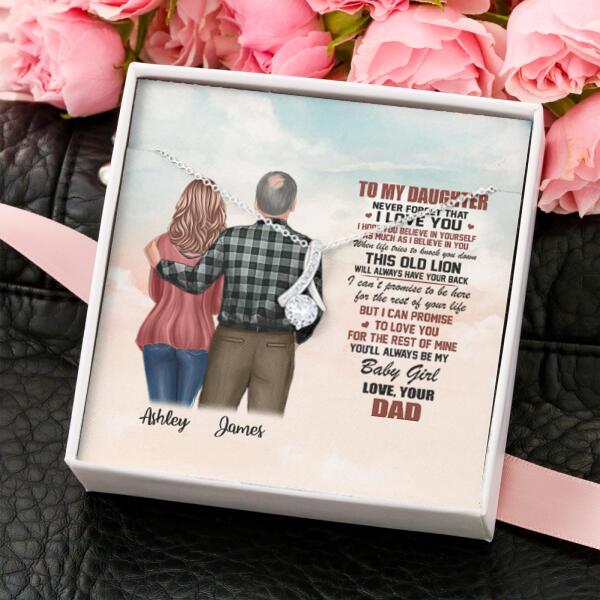 To My Daughter From Dad With Personalized Message Card (9 Necklace Designs) - Name, Skin, Hair, Clothes, Background and Quote can be customized