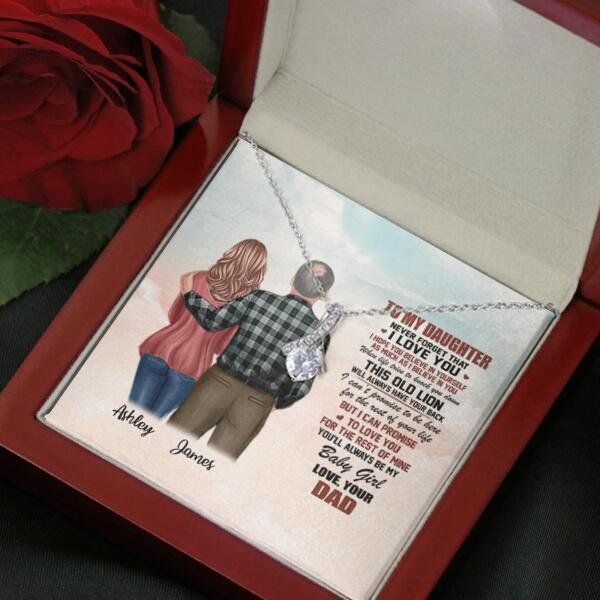 To My Daughter From Dad With Personalized Message Card (9 Necklace Designs) - Name, Skin, Hair, Clothes, Background and Quote can be customized