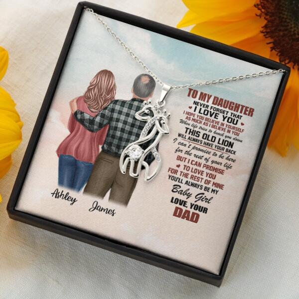 To My Daughter From Dad With Personalized Message Card (9 Necklace Designs) - Name, Skin, Hair, Clothes, Background and Quote can be customized