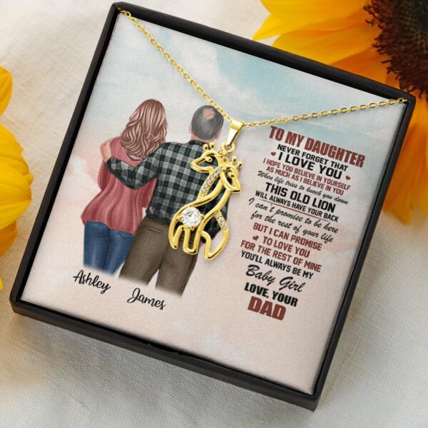 To My Daughter From Dad With Personalized Message Card (9 Necklace Designs) - Name, Skin, Hair, Clothes, Background and Quote can be customized