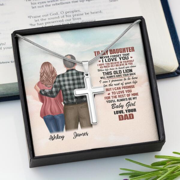 To My Daughter From Dad With Personalized Message Card (9 Necklace Designs) - Name, Skin, Hair, Clothes, Background and Quote can be customized