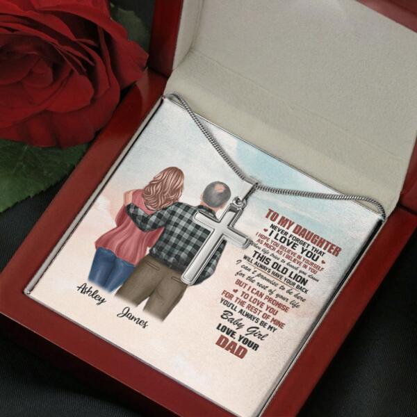 To My Daughter From Dad With Personalized Message Card (9 Necklace Designs) - Name, Skin, Hair, Clothes, Background and Quote can be customized